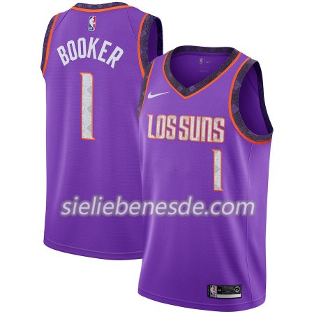 Herren NBA Phoenix Suns Trikot Devin Booker 1 2018-19 Nike City Edition Lila Swingman